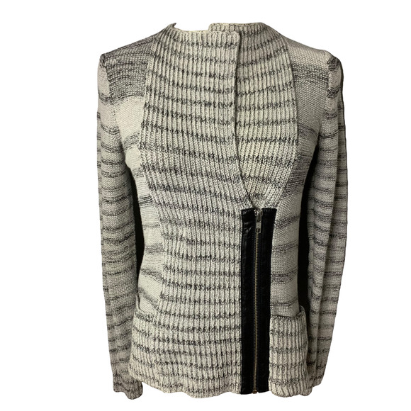 White + Warren Sweaters - White + Warren Zip Up Sweater Faux Leather Detailing
